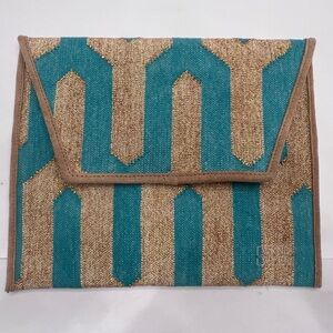 Turquoise and gold weekend wayfairer clutch